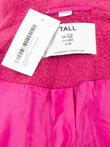 Vintage Fuchsia Pink Wrap Over Belted Maxi Coat