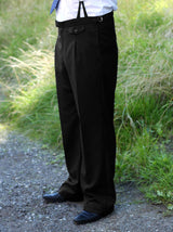 Forties Vintage Hugo Fishtail Back Trousers in Black