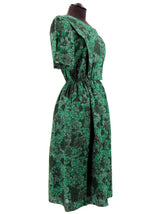 True Vintage Deep Green Floral Dress