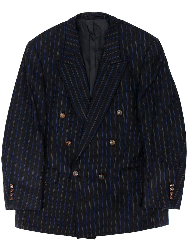 Vintage Navy Stripe Wool Double Breasted Blazer