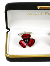 Vintage Style Enamel Red Poppy Cufflinks