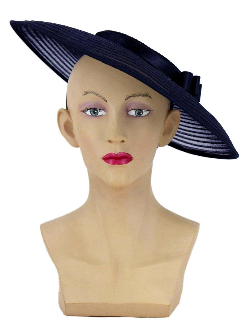 Navy Sheer 1940s Style Tilt Hat
