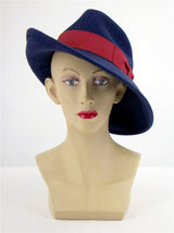 Navy 1940s Vintage Style Tilt Hat