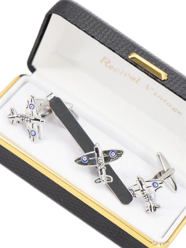 RAF Spitfire Cufflinks & Tie Clip Gift Set