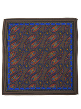 Brown Paisley 100% Silk Pocket Square