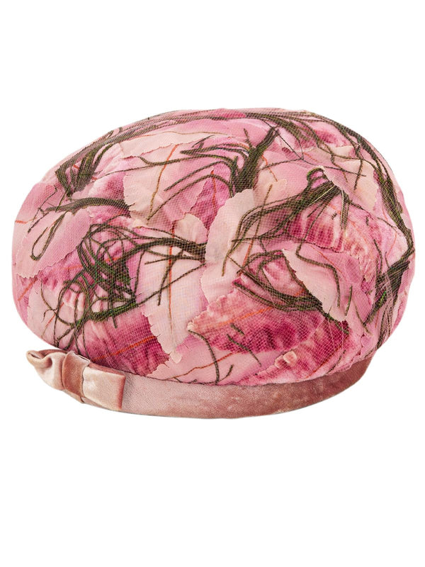 Pink Encased Petal & Feather 1960s Vintage Hat