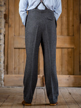 Socialite Countryman Tweed Wool Fishtail Trousers - Shingle Blue