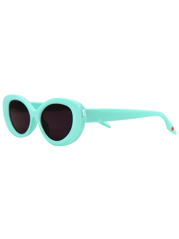 1960s Retro Mod Teal Green Oval Sunglasses