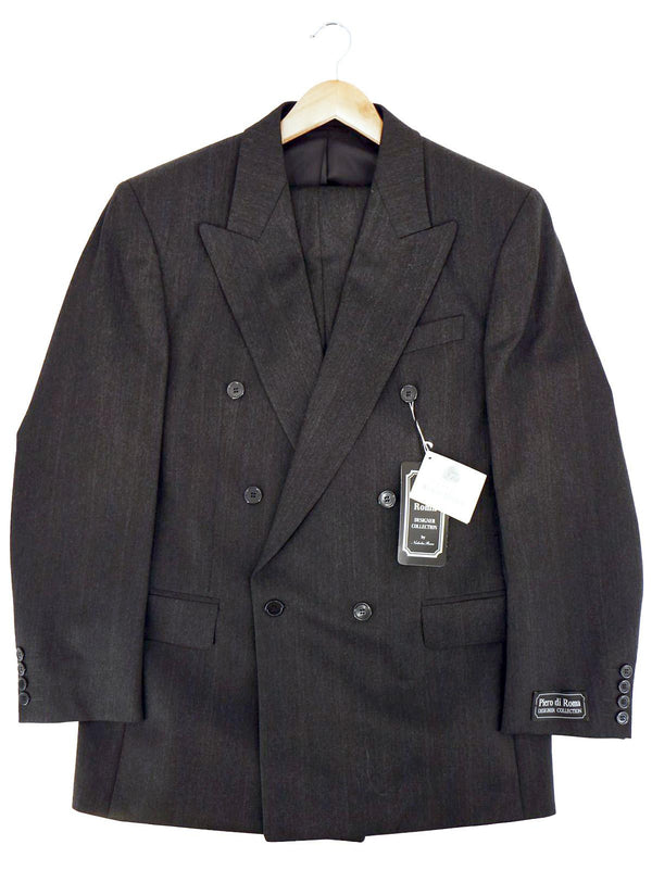 1940s Charcoal Double Breasted Wool Demob Suit