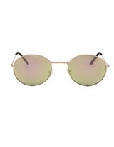 Retro Rose Gold and Green Round Frame Sunglasses