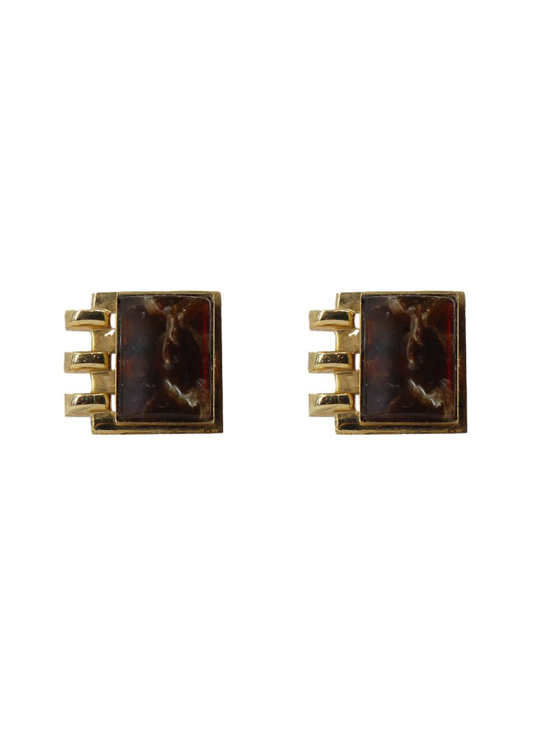 Vintage 1940s Gold Plated & Brown Bakelite Cufflinks