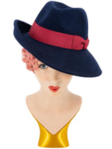 Navy 1940s Vintage Style Tilt Hat