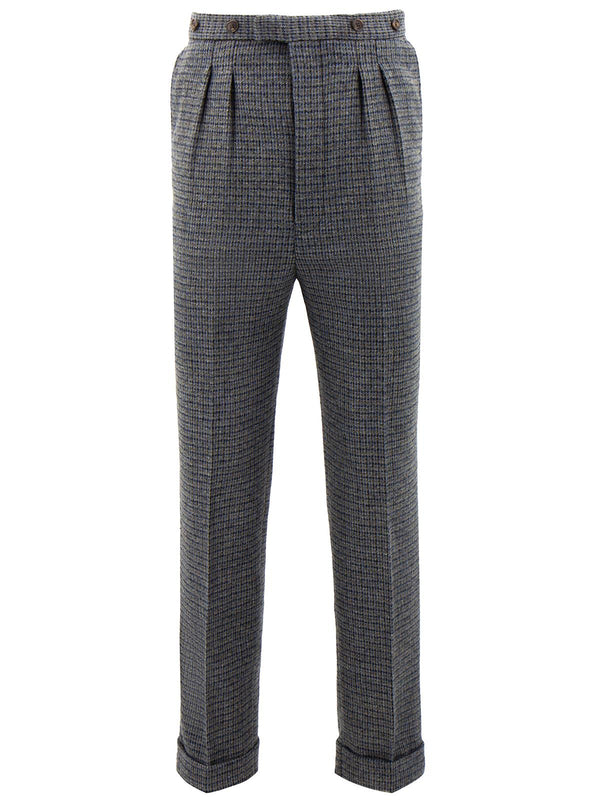 Socialite Countryman Tweed Wool Fishtail Trousers - Shingle Blue