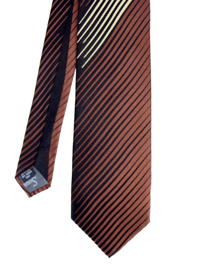 1940s Style Brown & Cream Stripe Silk Swing Tie