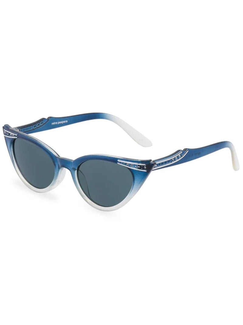 1950s Vintage Style Winged Catseye Sunglasses Tonal Blue