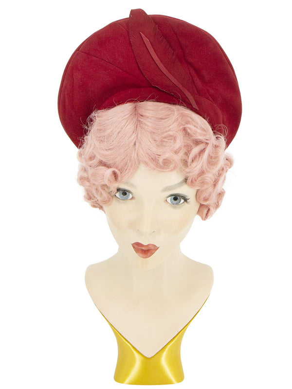 Suede Soft Profile Red Halo 1940s Hat