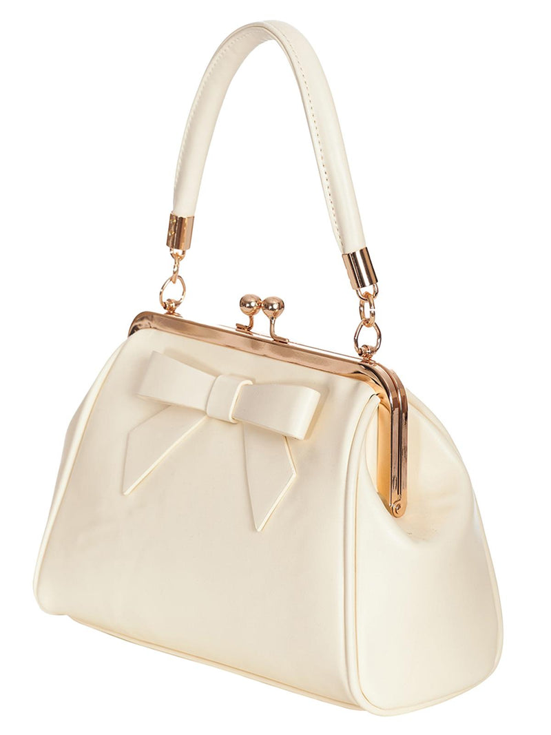 Retro Cream Small Bow Decor Handbag