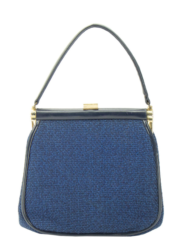 1960s Vintage Blue Fabric Frame Bag