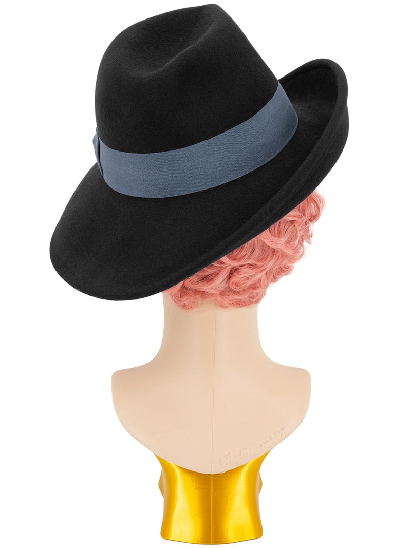 Black 1940s Vintage Style Tilt Hat