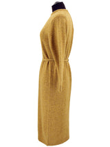 Midcentury Knitted Ochre Fleck Vintage Dress