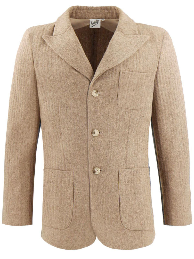 1940s Style Gallivant Beige Wool Peak Lapel Suit - Short