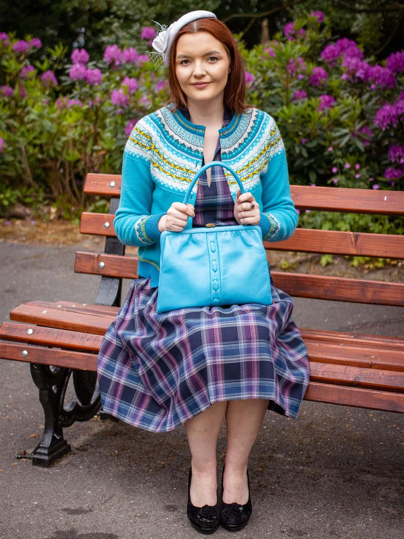 Merino Lambswool Alpine Cardigan in Marine Blue