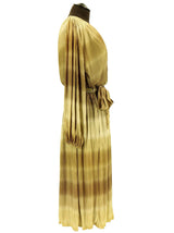 1970s Vintage Tonal Brown Pleated Dress