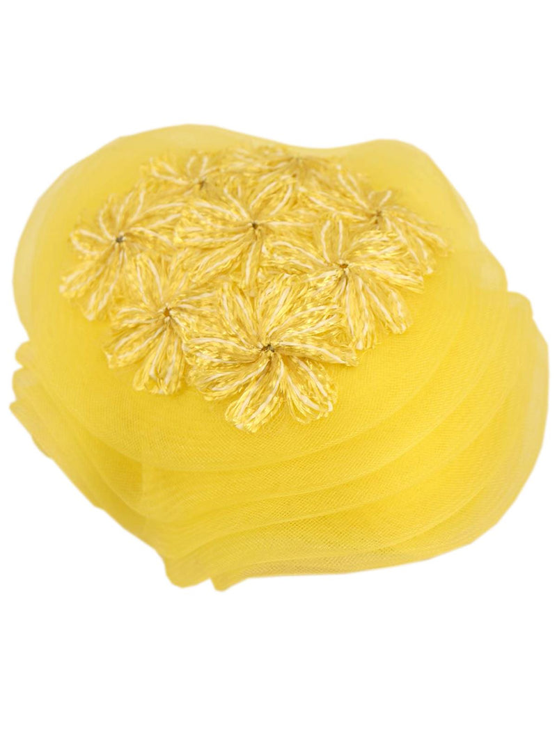 Yellow Raffia Florals Layered Vintage Tulle Hat