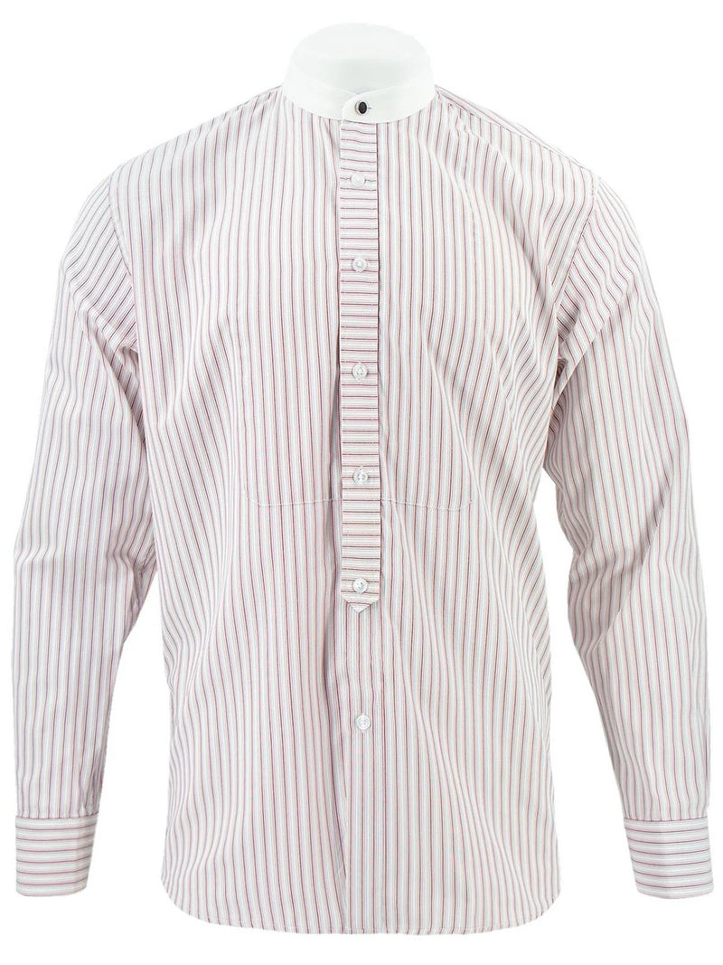 White Detachable Spearpoint Shirt - Red Orton Stripe