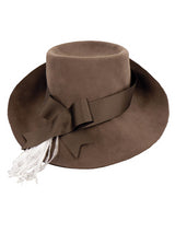 Brown 1940s Look Trilby Feather Hat