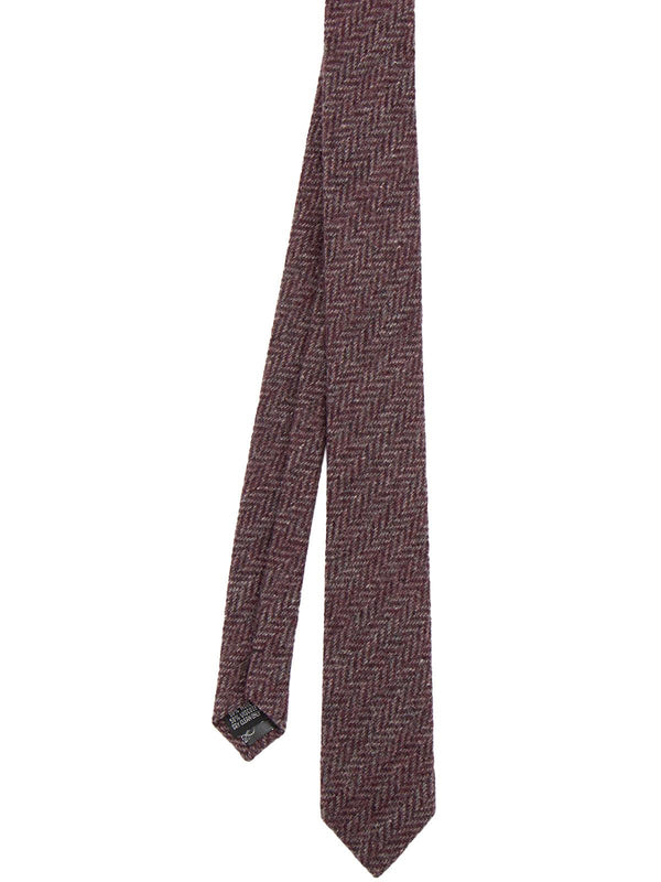 Vintage Inspired Red & Grey Herringbone Wool Necktie