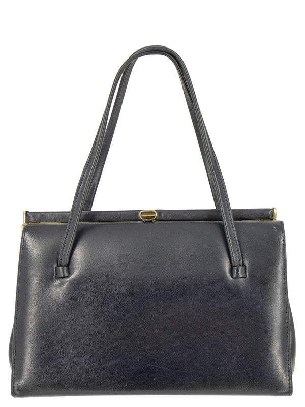 Ackery Black Leather Vintage Frame Bag