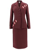 1940s Vintage Majestic Skirt Suit in Cardinal Red