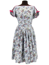 Blue Floral Sprig Vintage Fifties Day Dress