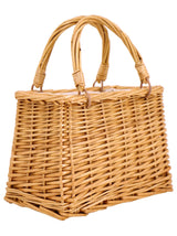 Pale Wicker Vintage Style Woven Basket Bag