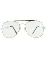 Original Vintage 1970s Pilkington Silver Frame Aviator Clear Lens Glasses