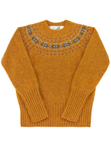 Fairisle 40s Style Pure Scottish Wool Jumper in Cumin Orange