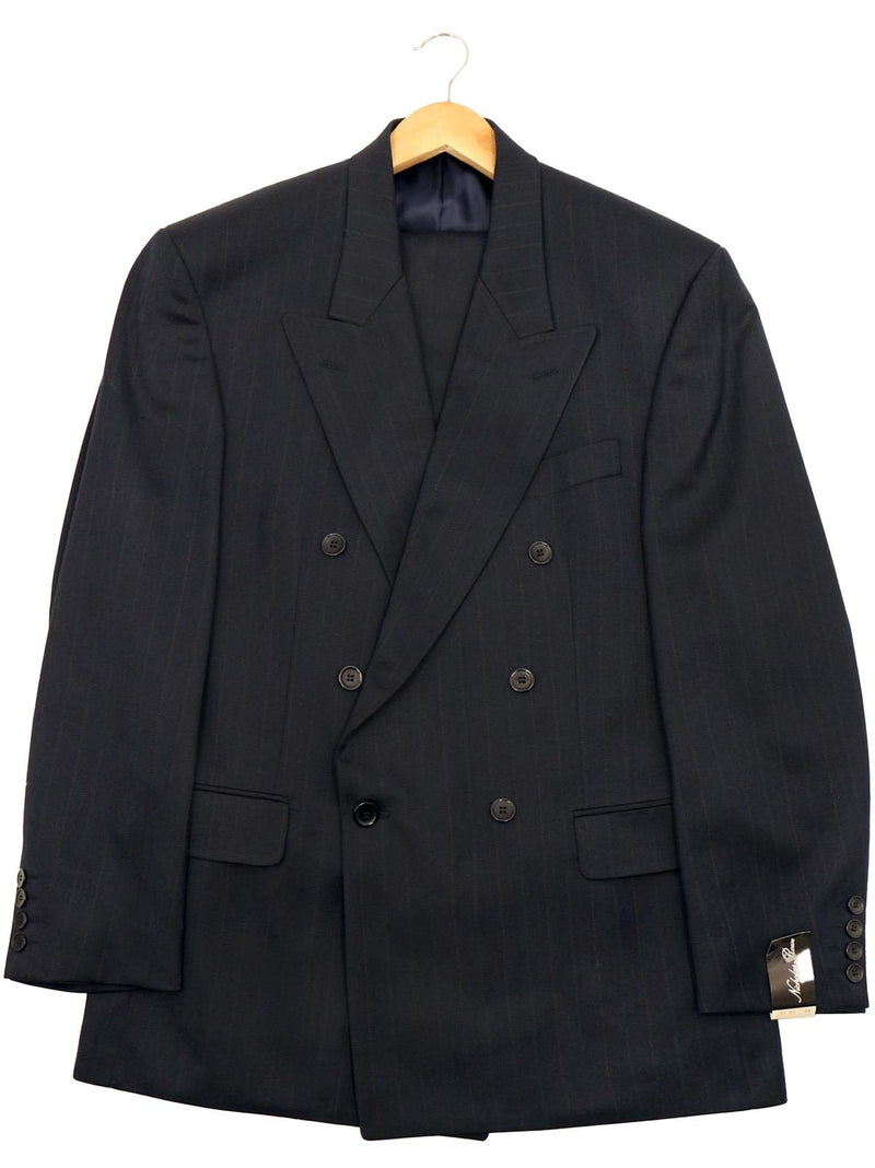 1940s Look Navy Pinstripe Double Breasted Suit