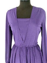 Gillian Paul 1970s Vintage Purple Striped Dress