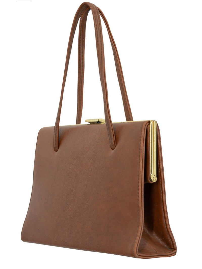 Vintage Classic Tan Faux Leather Handbag