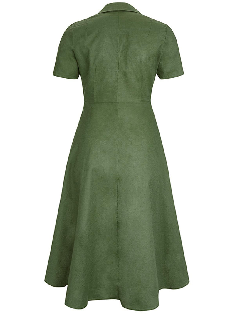 1940s Vintage Melody Shirtwaist Dress in Willow Green