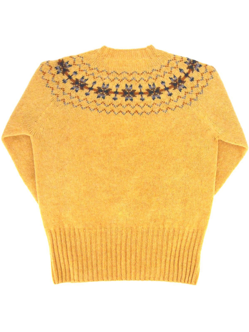 Fairisle 40s Style Pure Scottish Wool Jumper in Marzipan Yellow