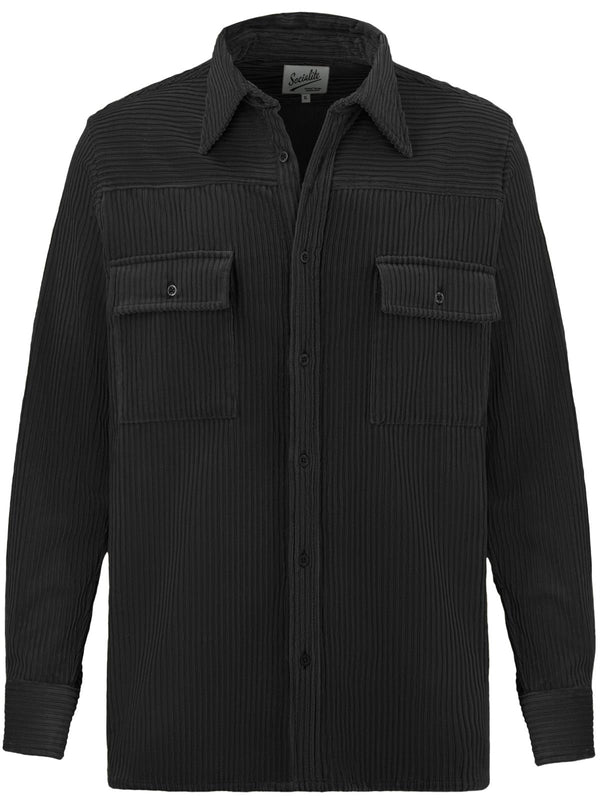 Vintage Style Camping Over Shirt - Black Corduroy