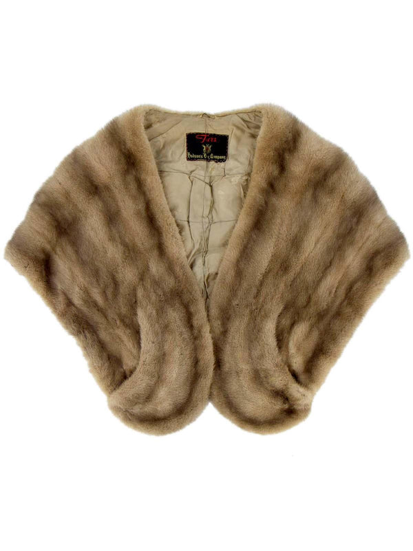 Vintage Taupe Mink Fur Stole Shoulder Cape