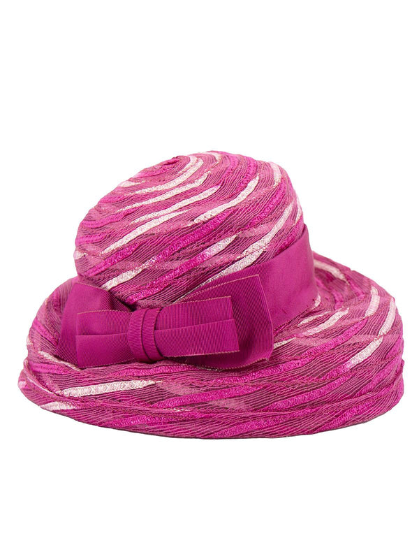 1960s Vintage Pink Woven Hat With  Bow