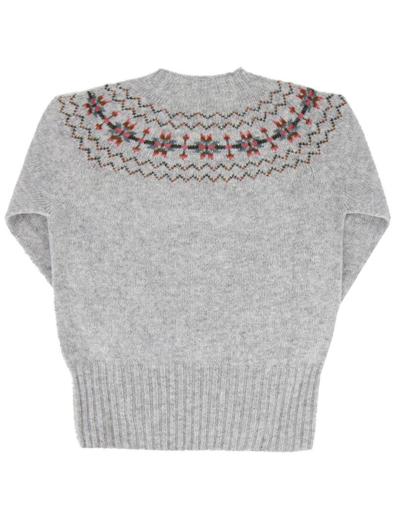 Fairisle 40s Style Pure Wool Jumper in Pewter Grey