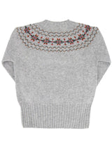 Fairisle 40s Style Pure Wool Jumper in Pewter Grey