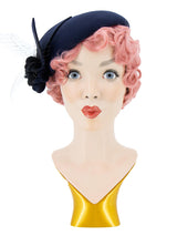 Navy 1940s Style Felt Flower Hat