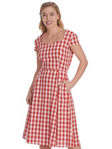 Vintage 50s Style Red Gingham Sweetheart Dress