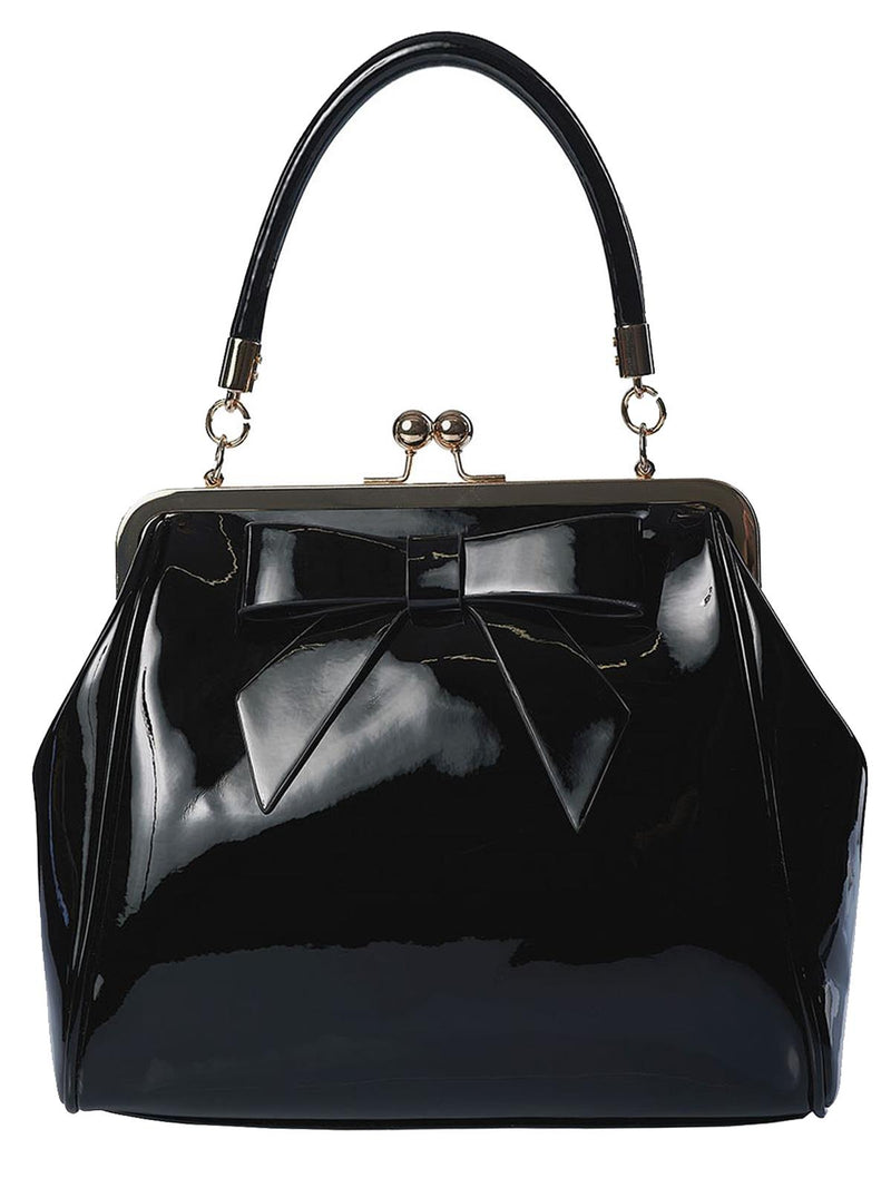 Black Vintage Style Bow Decor Frame Bag